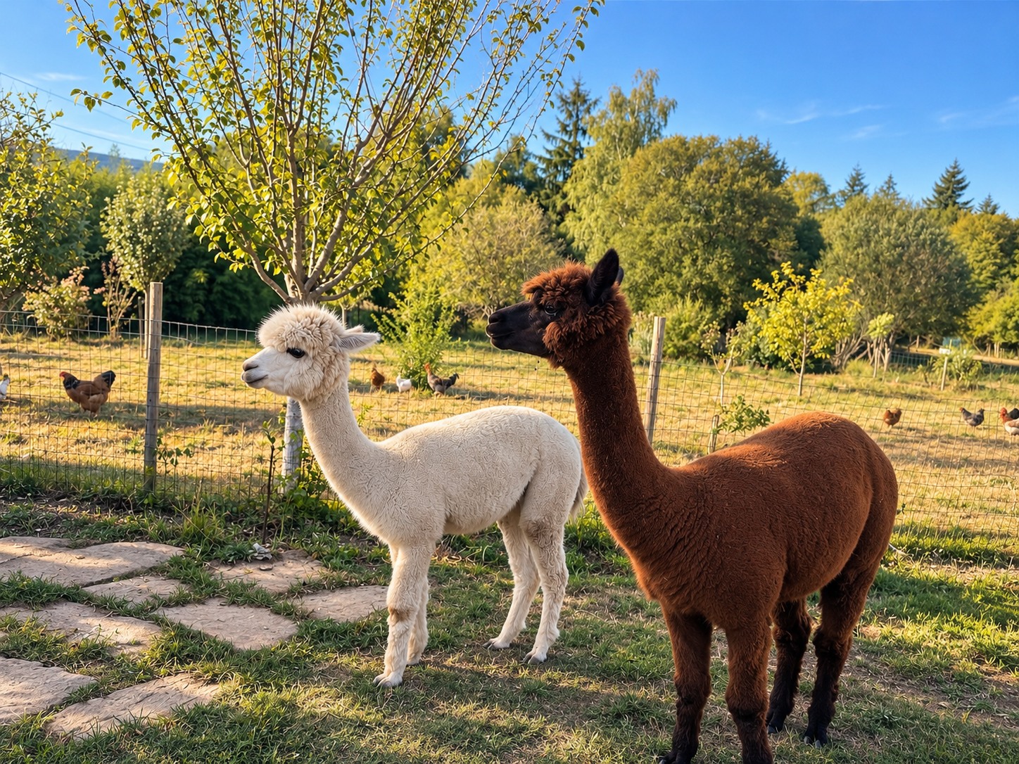 Nos alpagas dans le jardin de Dream of Farm