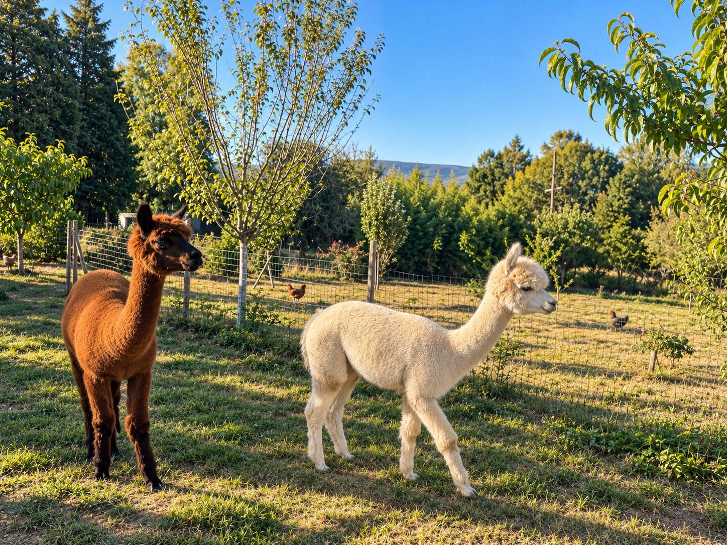 Nos alpagas au jardin — agrandir la photo